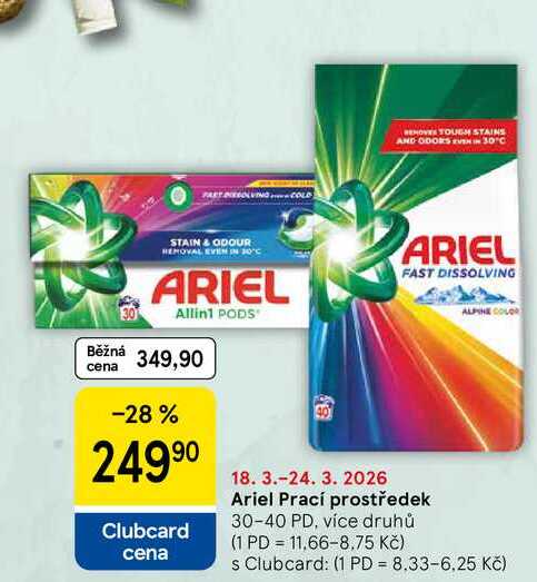 Ariel Prací prostředek, 30-40 PD, více druhů 