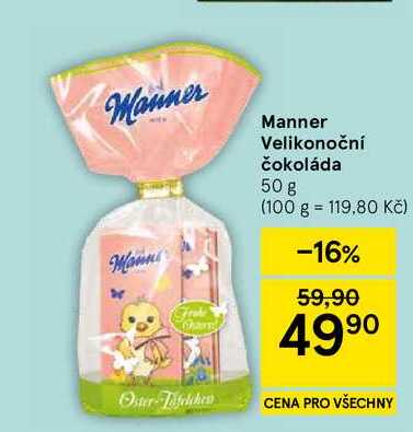 Manner Manns Frake Manner Velikonoční čokoláda, 50 g 