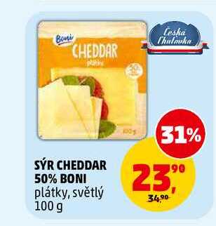 SÝR CHEDDAR 50% BONI, 100 g