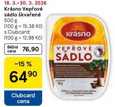 Krásno Vepřové sádlo škvařené, 500 g  