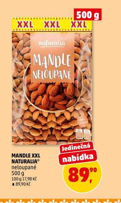 MANDLE XXL NATURALIA neloupané, 500 g 