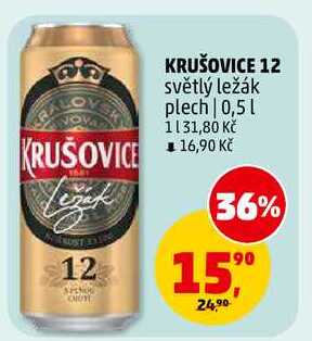 KRUŠOVICE 12 světlý ležák plech, 0,5 l