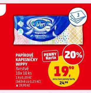 PAPÍROVÉ KAPESNÍČKY WIPPY, 10x 10 ks 