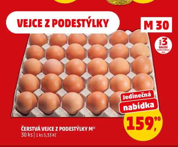 ČERSTVÁ VEJCE Z PODESTÝLKY M, 30 ks 