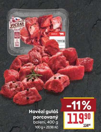 Hovězí guláš porcovaný balení, 400 g