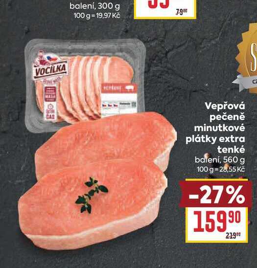 Vepřová pečeně minutkové plátky extra tenké balení, 560 g 