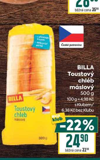 BILLA Toustový chléb máslový 500 g