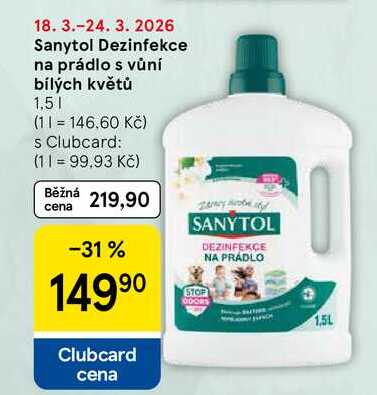 Sanytol Dezinfekce na prádlo s vůní bílých květů, 1,5 l