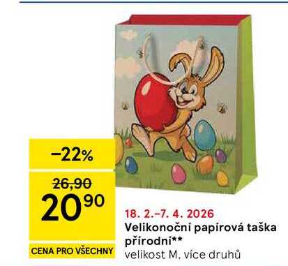 Velikonoční papírová taška přírodní, velikost M