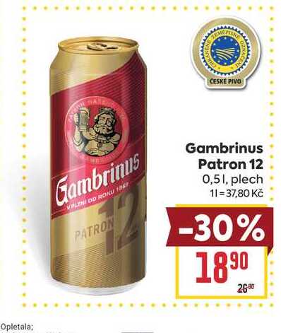 Gambrinus Patron 12 0,51, plech 