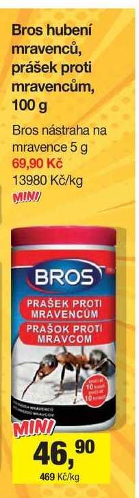 Bros hubení mravenců, prášek proti mravencům, 100 g