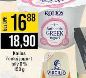 Kolios řecký jogurt bily 0% 150 g