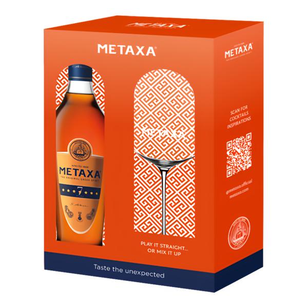 Metaxa 7* (40%) + sklenice (dárkové balení)