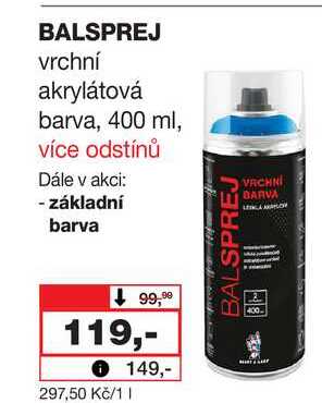 BALSPREJ vrchní akrylátová barva, 400 ml