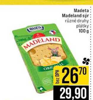 Madeta Madeland sýr různé druhy plátky 100 g