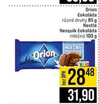 Orion čokoláda různé druhy 85 g Nestlé Nesquik čokoláda mléčná 100 g