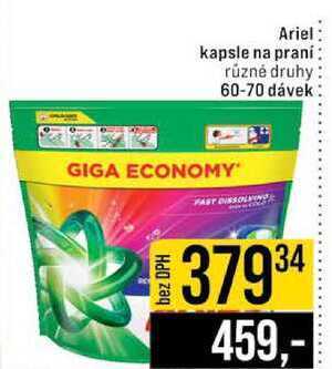 Ariel kapsle na praní různé druhy 60-70 dávek