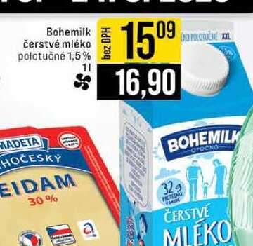 Bohemilk čerstvé mléko polotučné 1,5% 1l