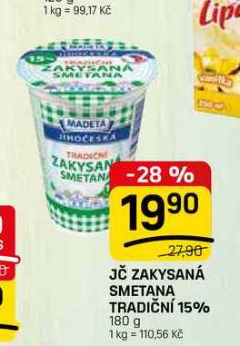 JČ ZAKYSANÁ SMETANA TRADIČNÍ 15% 180 g
