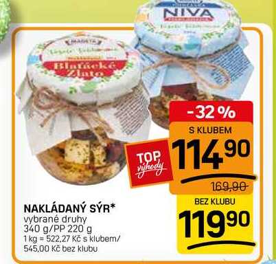 NAKLÁDANÝ SÝR vybrané druhy 340 g/PP 220 g