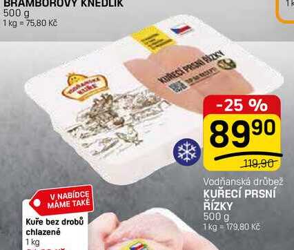 KUŘECÍ PRSNÍ ŘÍZKY 500 g