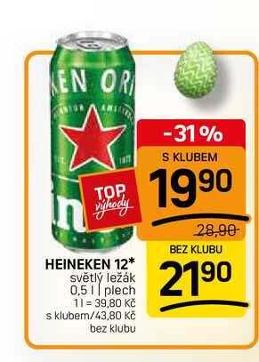 HEINEKEN 12 světlý ležák 0,51 plech