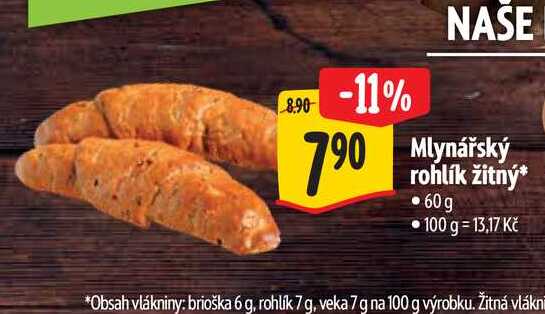   Mlynářský rohlík žitný 60g 
