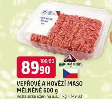 VEPŘOVÉ A HOVĚZÍ MASO MĚLNĚNÉ 600 g 