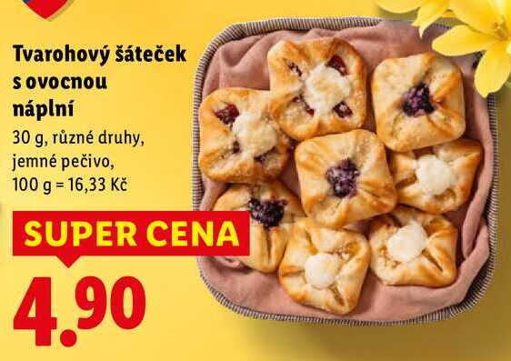 Tvarohový šáteček sovocnou náplní, 30 g