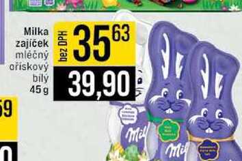 Milka zajíček mléčný ařískový bilý 45g