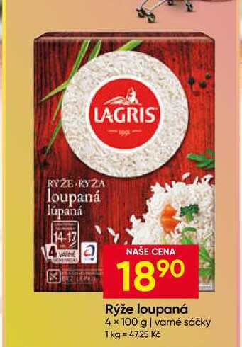 LAGRIS Rýže loupaná 4× 100 g 