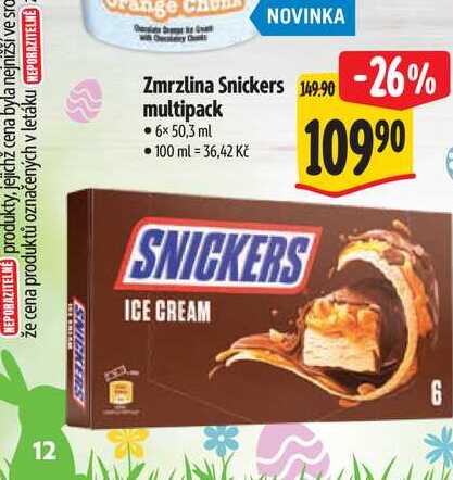   Zmrzlina Snickers multipack 6x 50,3 ml  