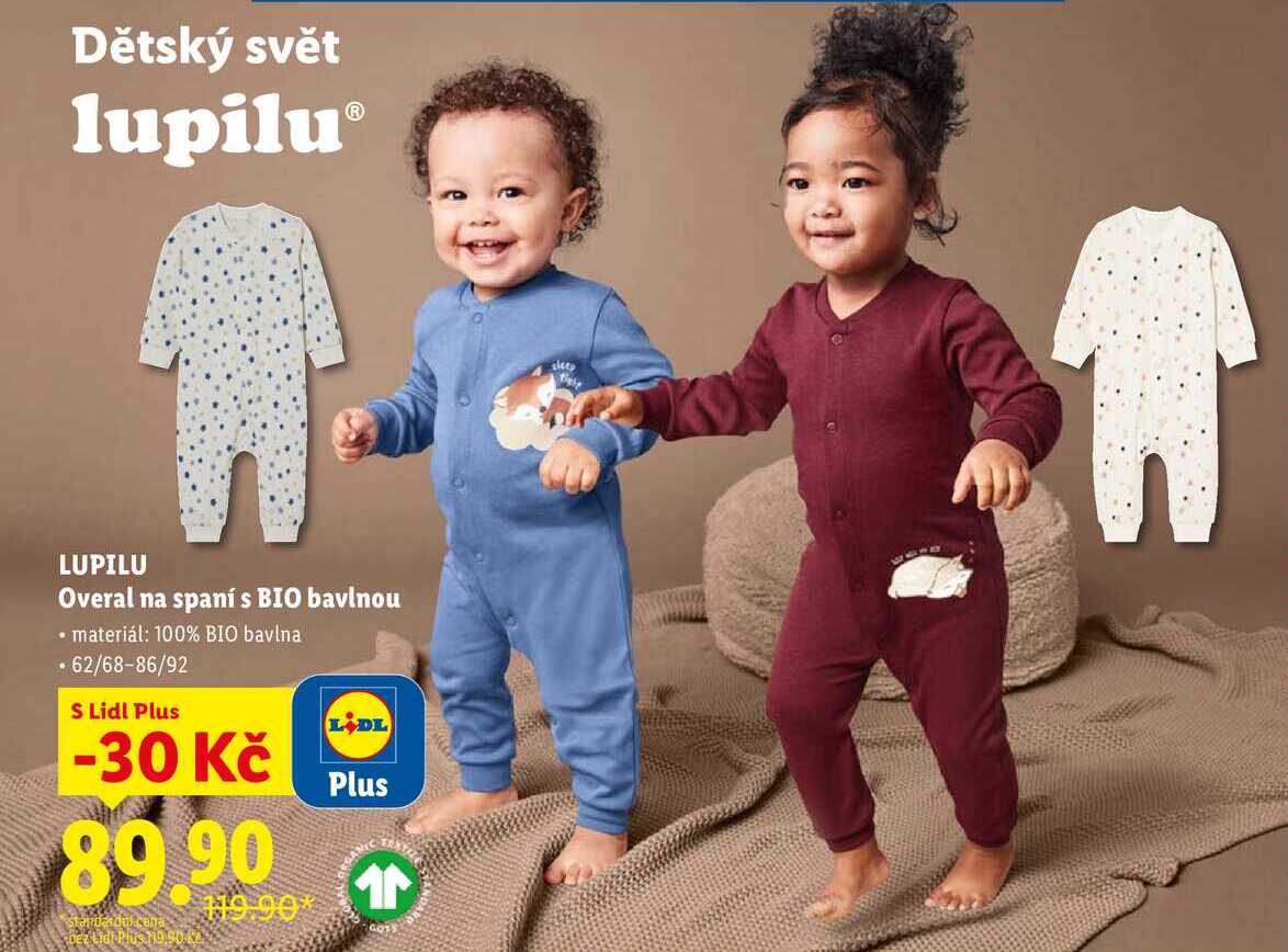 LUPILU Overal na spaní s BIO bavlnou