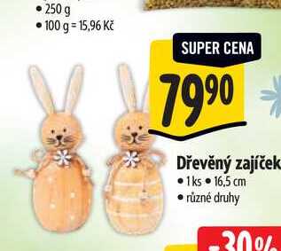 Dřevěný zajíček 1ks