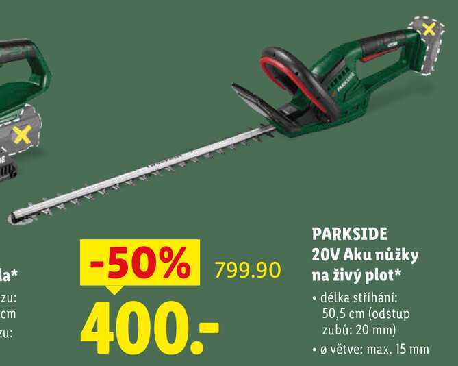 PARKSIDE 20V Aku nůžky na živý plot