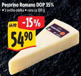 Pecorino Romano DOP 35%, cena za 100 g