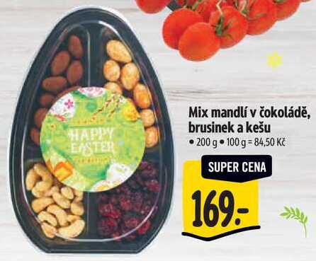 Mix mandlí v čokoládě, brusinek a kešu, 200 g