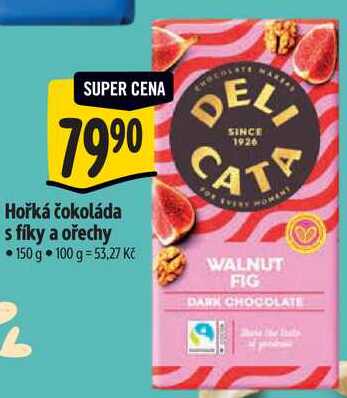 Hořká čokoláda s fíky a ořechy, 150 g