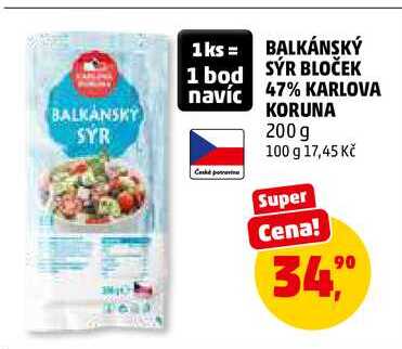 BALKÁNSKÝ SÝR BLOČEK KARLOVA KORUNA, 200 g 