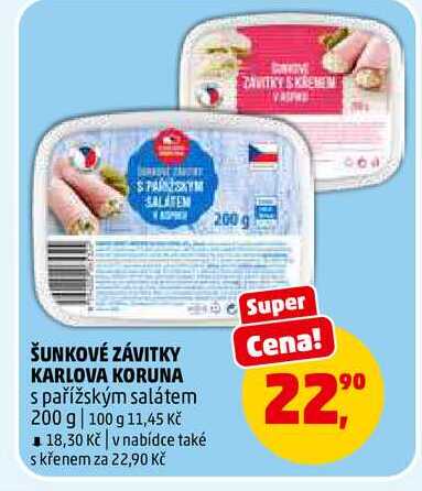 ŠUNKOVÉ ZÁVITKY KARLOVA KORUNA s pařížským salátem, 200 g