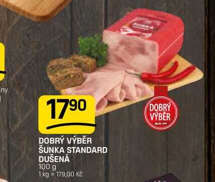 DOBRÝ VÝBĚR ŠUNKA STANDARD DUŠENÁ 100 g 
