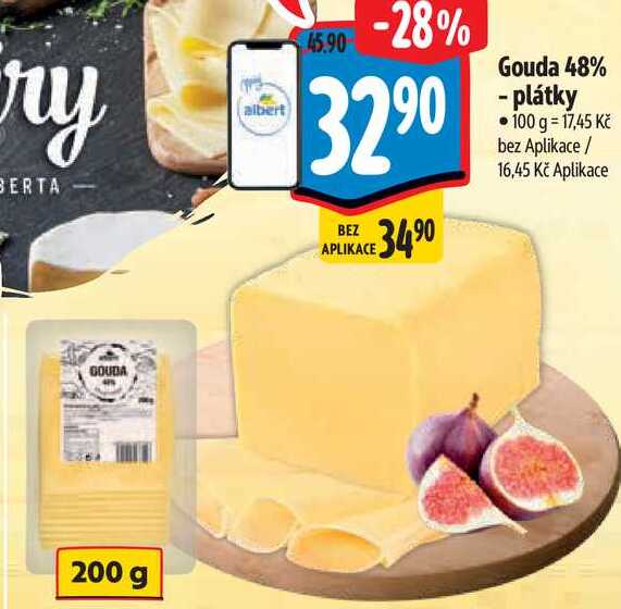 Gouda 48% - plátky, 200 g