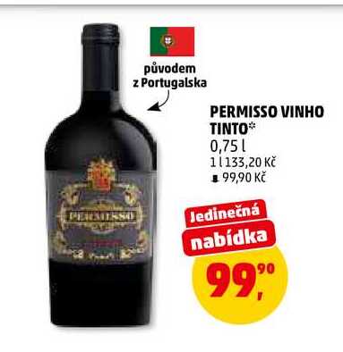 PERMISSO VINHO TINTO, 0,75 l