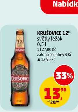 KRUŠOVICE 12 světlý ležák, 0,5 l