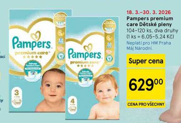 Pampers premium care Dětské pleny, 104-120 ks, dva druhy 