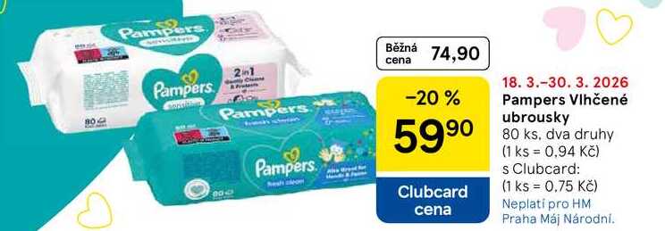 Pampers Vlhčené ubrousky, 80 ks, dva druhy  