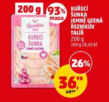 KUŘECÍ ŠUNKA JEMNĚ UZENÁ ŘEZNÍKŮV TALÍŘ, 200 g 