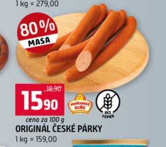 ORIGINÁL ČESKÉ PÁRKY 100 g