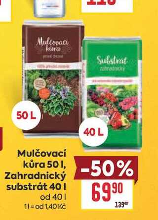 Mulčovací kůra 501, Zahradnický substrát 40 l 