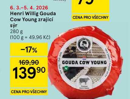 Henri Willig Gouda Cow Young zrající sýr, 280 g 